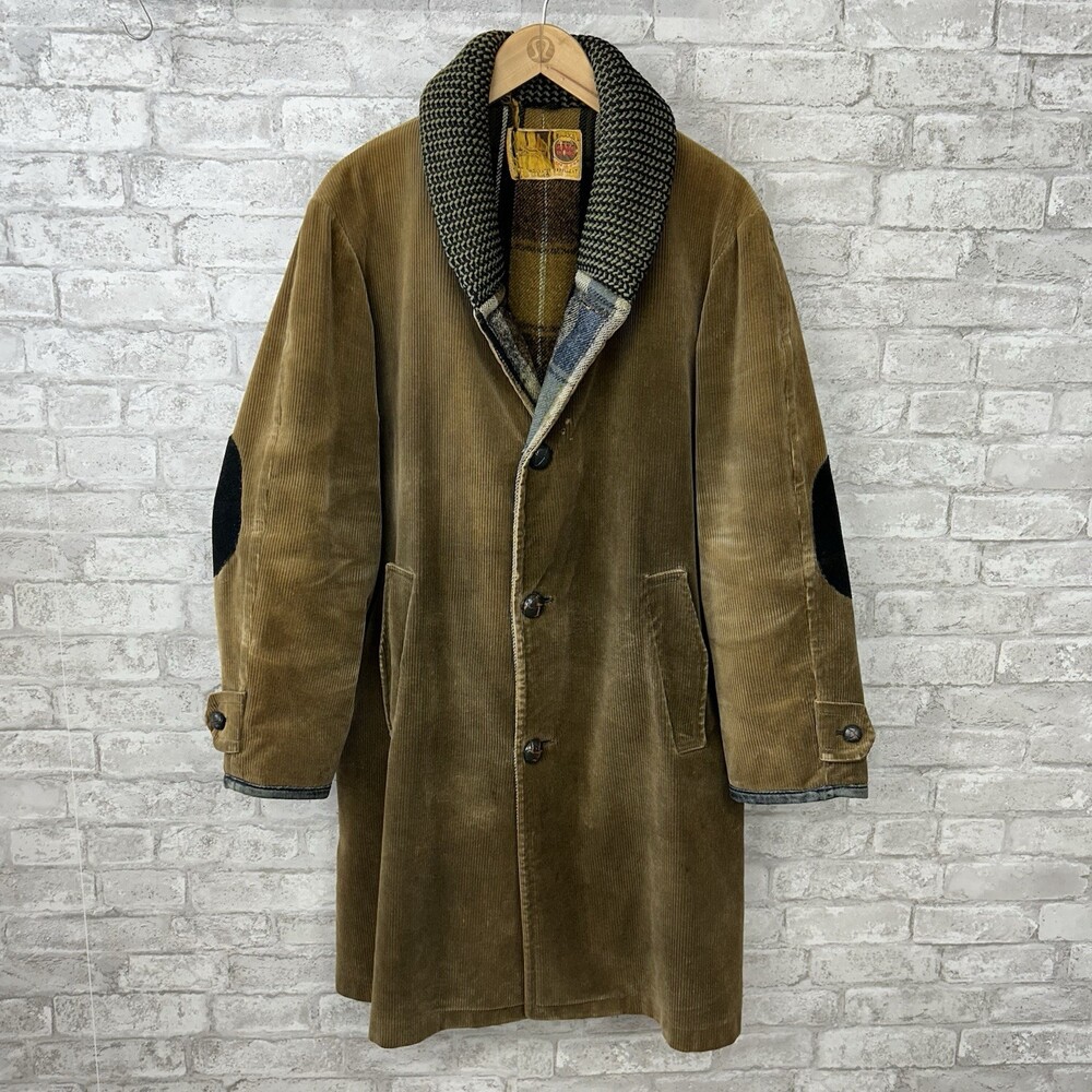 Vintage 60s 70s ZERO KING Corduroy Coat Plaid Wool Lining USA Men's Size 40